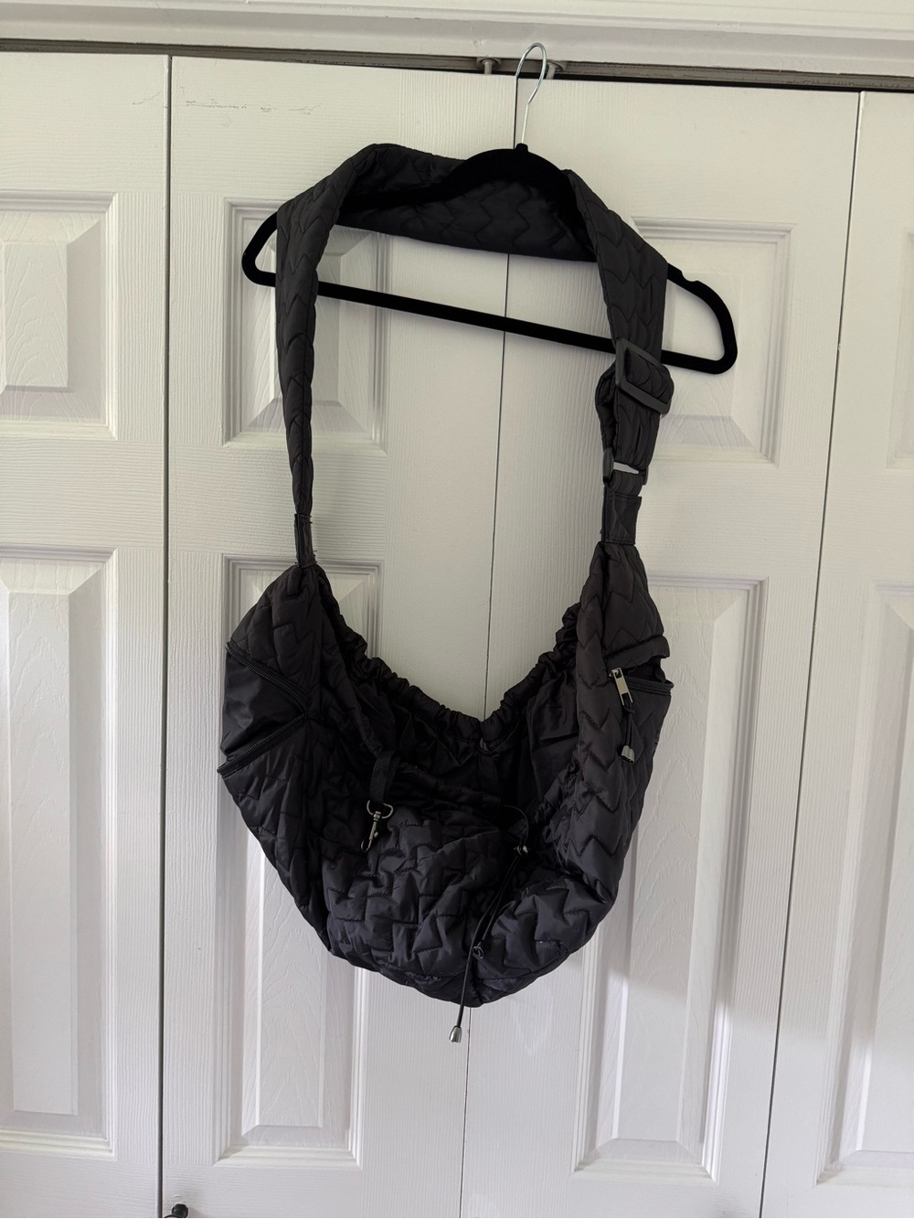 Quilted Crossbody Pet Carrying Shoulder Bag - Black